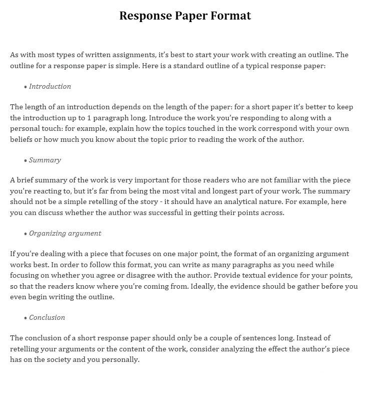 summary and response essay format